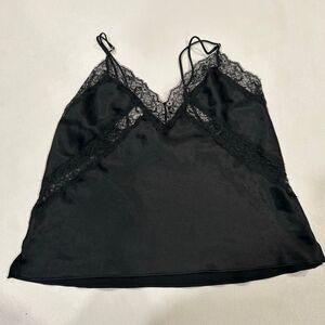 Victoria’s Secret Black Satin Lace Cami Top Women’s Size M